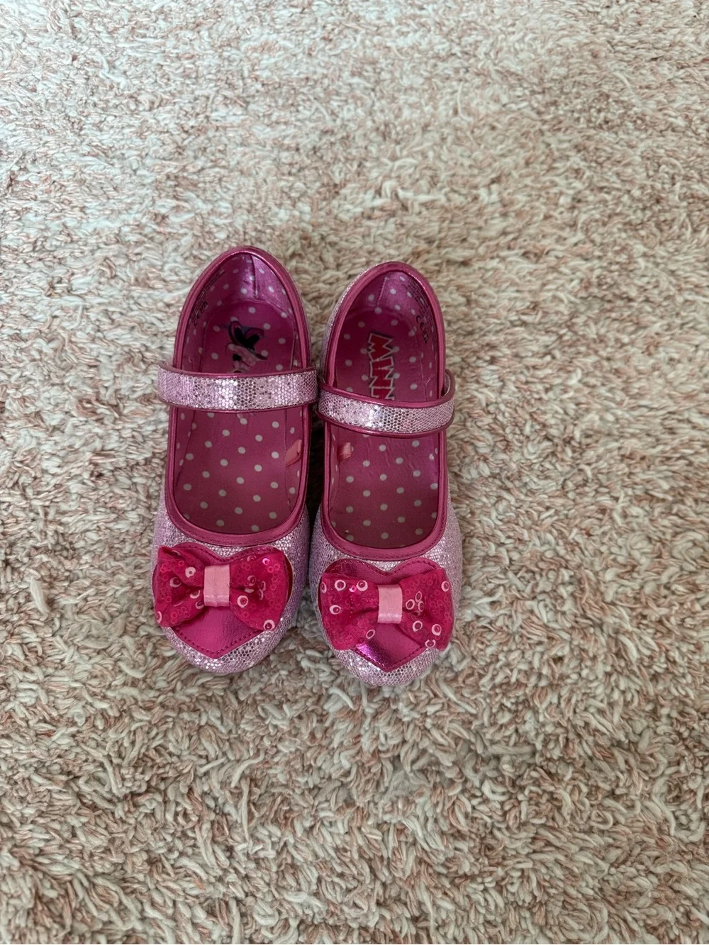 Disney Pink Glitter Mary Jane Shoes with Sequin Bow
